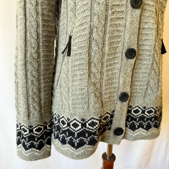 BOGNER FIRE & ICE BUTTON FRONT CARDIGAN SWEATER WOOL BLD CABLE KNIT APRES SKI S - Picture 4 of 10